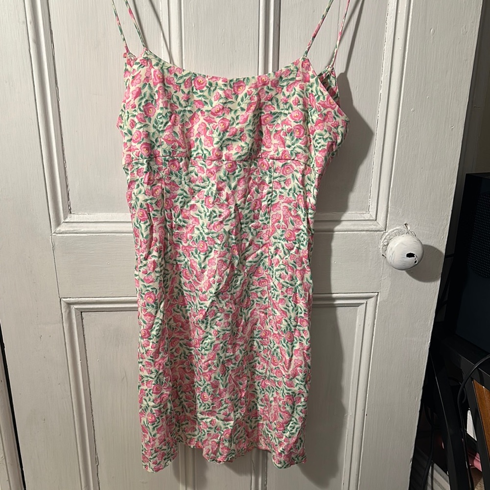 Zara Floral Spaghetti Strap Dress